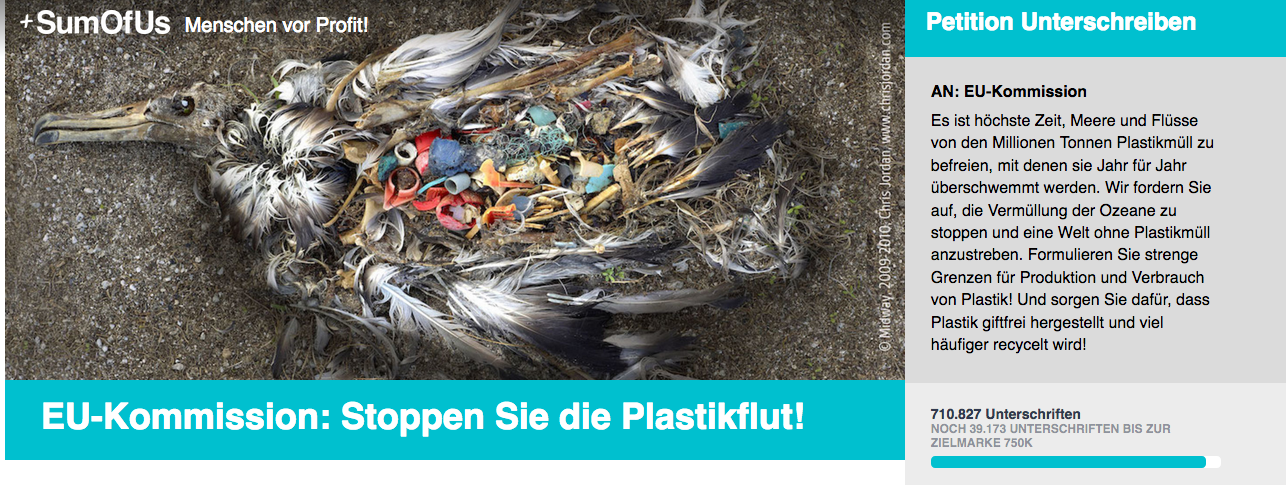 Petition: Strenge Grenzen für Produktion und Verbrauch von Plastik